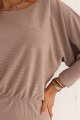 399-4 LARA Sukienka w prążki ze ściągaczami w rękawach - mocha mousse-5 11739 