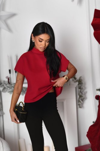 Czerwona pudełkowa dzianinowa bluzka 