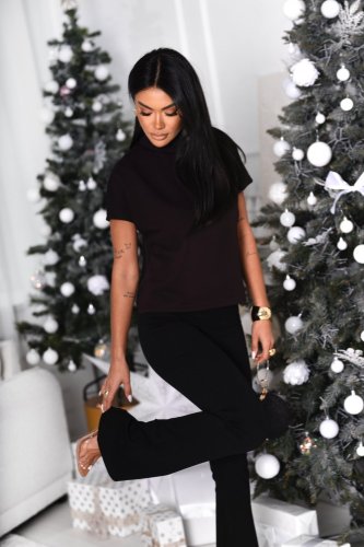 Czekoladowa pudełkowa dzianinowa bluzka 