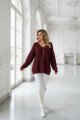 661-1 Ciepły sweter oversize o mięsistym splocie i dekolcie V - bordowy-5 11747 