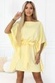 287-41 SOFIA Sukienka motyl z wiązaniem w pasie - pastelowy cytrynowy-1 11785 