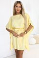 287-41 SOFIA Sukienka motyl z wiązaniem w pasie - pastelowy cytrynowy-4 11785 