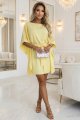 287-41 SOFIA Sukienka motyl z wiązaniem w pasie - pastelowy cytrynowy-5 11785 