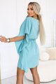 287-40 SOFIA Sukienka motyl z wiązaniem w pasie - pastelowy turkus-3 11786 