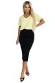 665-1 Bawełniana bluzka damska z dekoltem V i krótkim rękawkiem - masełkowy żółty-6 11796 