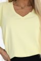 665-1 Bawełniana bluzka damska z dekoltem V i krótkim rękawkiem - masełkowy żółty-8 11796 