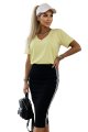 665-1 Bawełniana bluzka damska z dekoltem V i krótkim rękawkiem - masełkowy żółty-9 11796 