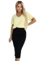 665-1 Bawełniana bluzka damska z dekoltem V i krótkim rękawkiem - masełkowy żółty-11 11796 