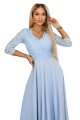 309-15 AMBER elegancka długa koronkowa suknia z dekoltem - błękitna-10 11814 
