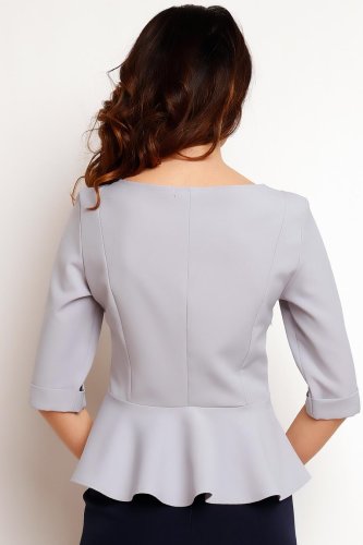 Wizytowa Bluzka z Baskinką Niebieska M75