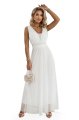 637-8 Długa sukienka maxi z brokatowym akcentem i głębokim dekoltem - ecru-11 11850 