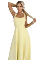 633-3 AURELIA długa sukienka na wesele z rozcięciem i dekoltem w caro - masełkowy żółty z brokatem-11 11856 