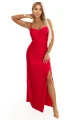 647-3 Dopasowana długa sukienka maxi z kopertowym dekoltem i rozcięciem - czerwona-10 11858 