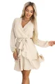 671-1 Zmysłowa sukienka mini z kopertowym dekoltem - beżowa-10 11860 