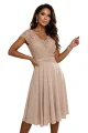 381-7 LINDA szyfonowa zwiewna sukienka z koronkowym dekoltem - beżowa-8 11863 