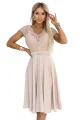 381-7 LINDA szyfonowa zwiewna sukienka z koronkowym dekoltem - beżowa-9 11863 