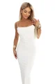673-1 Sukienka midi na cienkich ramiączkach z subtelnym połyskiem - ecru-8 11868 