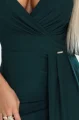 404-15 Elegancka długa sukienka z kopertowym dekoltem i rozcięciem - zieleń butelkowa-7 11871 