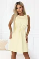 296-16 VICTORIA Trapezowa sukienka bez rękawów z paskiem - masełkowy żółty-1 11872 