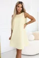 296-16 VICTORIA Trapezowa sukienka bez rękawów z paskiem - masełkowy żółty-2 11872 