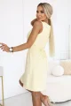 296-16 VICTORIA Trapezowa sukienka bez rękawów z paskiem - masełkowy żółty-3 11872 