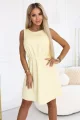 296-16 VICTORIA Trapezowa sukienka bez rękawów z paskiem - masełkowy żółty-5 11872 