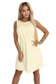 296-16 VICTORIA Trapezowa sukienka bez rękawów z paskiem - masełkowy żółty-7 11872 