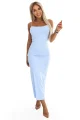 673-2 Sukienka midi na cienkich ramiączkach z subtelnym połyskiem - błękitna-10 11874 