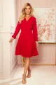 313-5 ISABELLE Plisowana sukienka z dekoltem i długim rękawkiem - CZERWONA-3 11881 