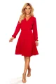 313-5 ISABELLE Plisowana sukienka z dekoltem i długim rękawkiem - CZERWONA-6 11881 