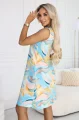 296-15 VICTORIA Trapezowa letnia sukienka w kolorowe fale - błękit z cytryną-4 11886 