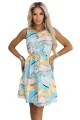 296-15 VICTORIA Trapezowa letnia sukienka w kolorowe fale - błękit z cytryną-8 11886 