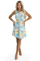 296-15 VICTORIA Trapezowa letnia sukienka w kolorowe fale - błękit z cytryną-9 11886 