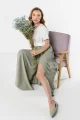 A763 Spódnica szałwiowy-1 11897  | 17144-Szałwiowy-L