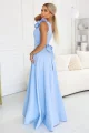 643-7 Elegancka wieczorowa suknia maxi z rozcięciem i różami - błękitna-3 11930 