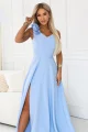 643-7 Elegancka wieczorowa suknia maxi z rozcięciem i różami - błękitna-4 11930 