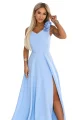 643-7 Elegancka wieczorowa suknia maxi z rozcięciem i różami - błękitna-8 11930 