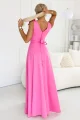643-6 Elegancka wieczorowa suknia maxi z rozcięciem i różami - cukierkowy róż-3 11936 