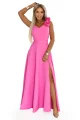 643-6 Elegancka wieczorowa suknia maxi z rozcięciem i różami - cukierkowy róż-8 11936 