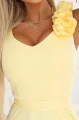 643-5 Elegancka wieczorowa suknia maxi z rozcięciem i różami - masełkowy żółty-8 11937 