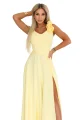 643-5 Elegancka wieczorowa suknia maxi z rozcięciem i różami - masełkowy żółty-9 11937 