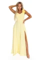643-5 Elegancka wieczorowa suknia maxi z rozcięciem i różami - masełkowy żółty-10 11937 