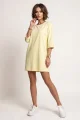 666-2 Bawełniana luźna sukienka oversize z krótkim rękawem - masełkowy żółty-2 11938 