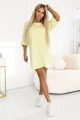 666-2 Bawełniana luźna sukienka oversize z krótkim rękawem - masełkowy żółty-5 11938 