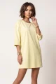 666-2 Bawełniana luźna sukienka oversize z krótkim rękawem - masełkowy żółty-6 11938 