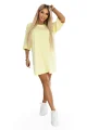 666-2 Bawełniana luźna sukienka oversize z krótkim rękawem - masełkowy żółty-8 11938 