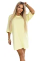 666-2 Bawełniana luźna sukienka oversize z krótkim rękawem - masełkowy żółty-9 11938 