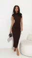 Czekoladowa dopasowana sukienka midi MADELINE-3 11939  | 1534-S