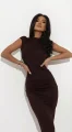 Czekoladowa dopasowana sukienka midi MADELINE-4 11939  | 1534-S