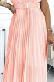 465-1 MIA Plisowana sukienka midi z szerokim paskiem - BRZOSKWINIA-5 11954 